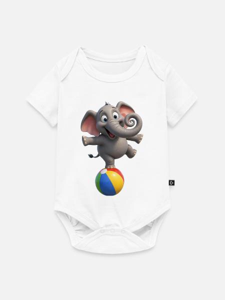 Elefantenpendel auf Ballon - Baby Premium Kurzarmbody - Weiß