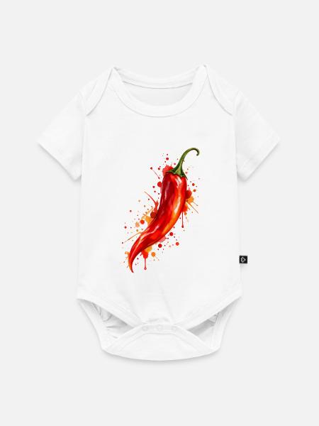Chili Splash Kunstmotiv - Baby Premium Kurzarmbody - Weiß