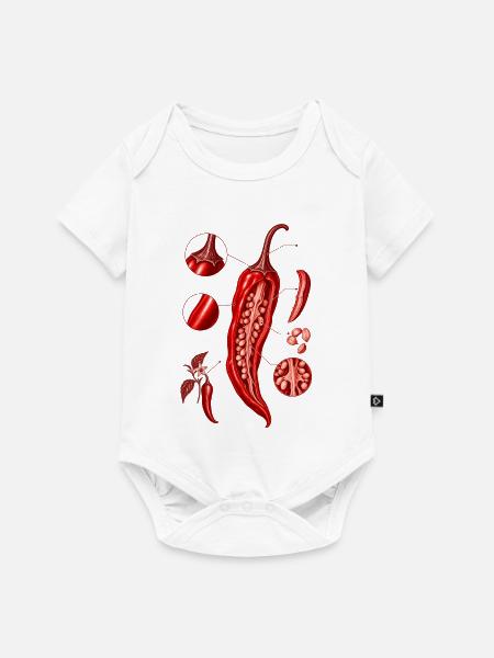 Anatomische Chili-Illustration in Rot - Baby Premium Kurzarmbody - Weiß