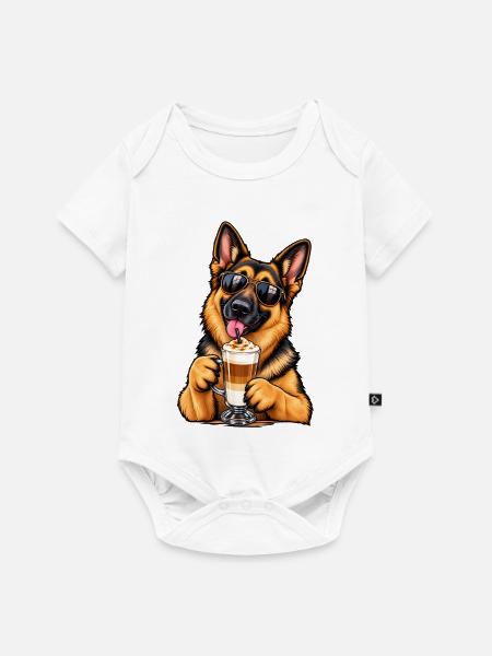 Schäferhund mit Latte Macchiato - Baby Premium Kurzarmbody - Weiß