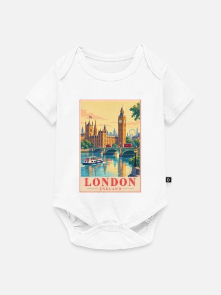 London Retro-Poster Skyline - Baby Premium Kurzarmbody - Weiß