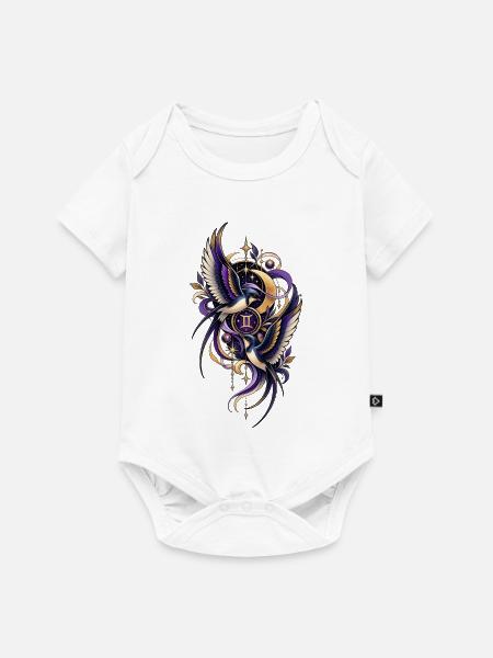 Sternzeichen Zwillinge – Celestial Schwalben - Baby Premium Kurzarmbody - Weiß