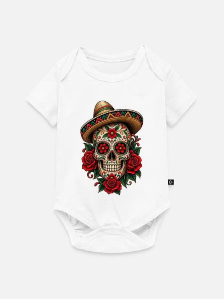 Mexikanischer Schädel - Baby Premium Kurzarmbody - Weiß