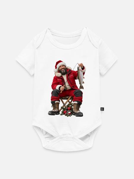 Weihnachtsfischer mit Fang - Baby Premium Kurzarmbody - Weiß
