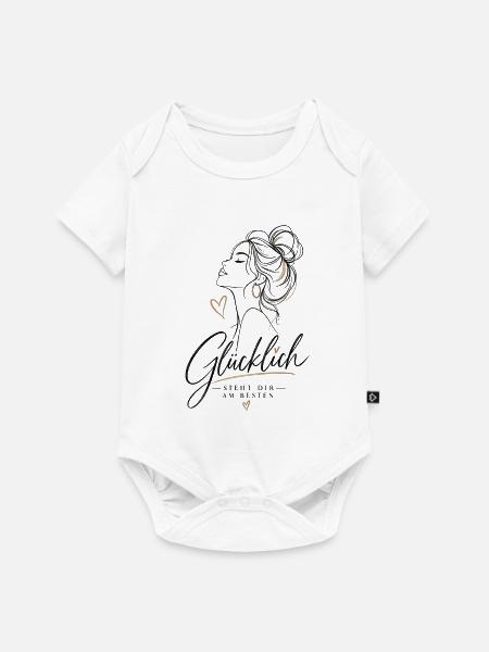 Glücklich Silhouette mit Herzgold - Baby Premium Kurzarmbody - Weiß