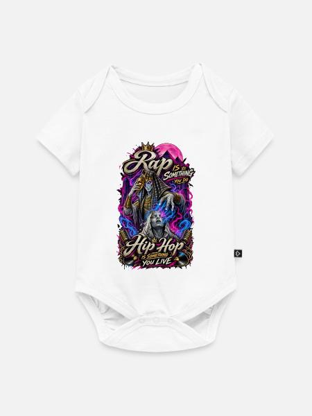 RapLebt HipHop Neon - Baby Premium Kurzarmbody - Weiß