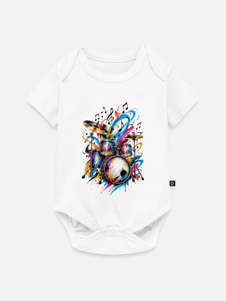 Schlagzeug Drums - Baby Premium Kurzarmbody - Weiß