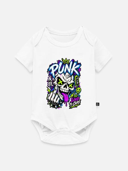Neon Punk Schädel Grafik - Baby Premium Kurzarmbody - Weiß