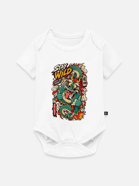 Wilder Drachen-Tattoo Stay Wild - Baby Premium Kurzarmbody - Weiß