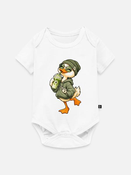 Süße Ente mit Matcha Latte - Baby Premium Kurzarmbody - Weiß