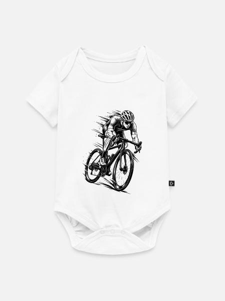 Rennradfahrer in voller Geschwindigkeit - Baby Premium Kurzarmbody - Weiß