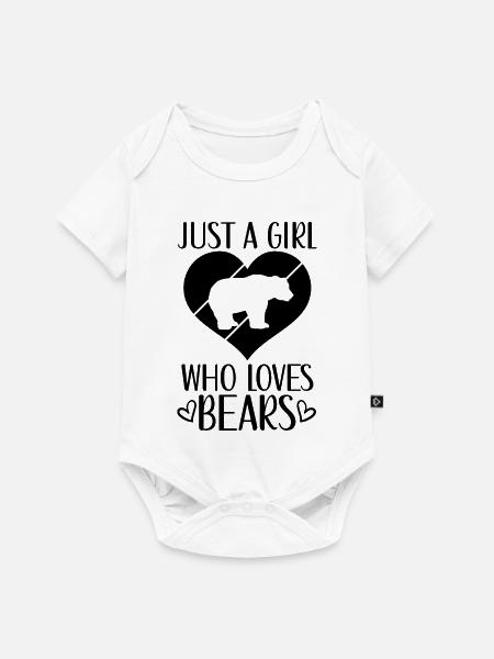 Bär Herz Spruch - Baby Premium Kurzarmbody - Weiß
