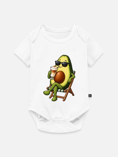 Avocado mit Latte Macchiato - Baby Premium Kurzarmbody - Weiß