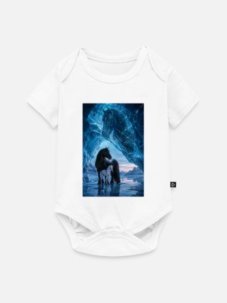 Schwarze Stute in der Eishöhle - Baby Premium Kurzarmbody - Weiß
