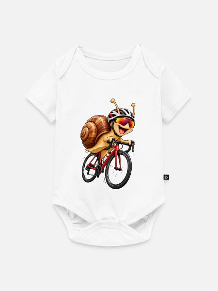 Schnecke auf dem Fahrrad - Baby Premium Kurzarmbody - Weiß
