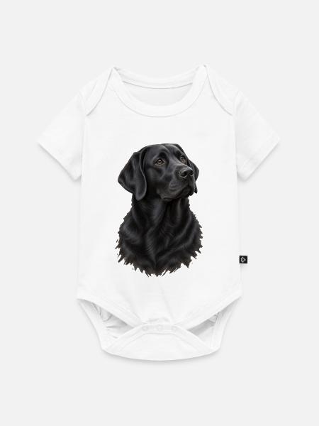 Schwarzer Labrador Portrait - Baby Premium Kurzarmbody - Weiß
