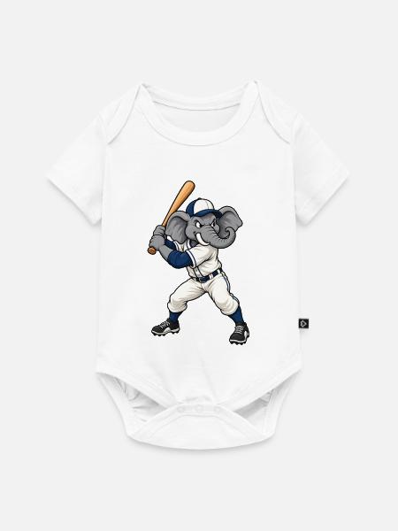 Elefant beim Baseball - Baby Premium Kurzarmbody - Weiß