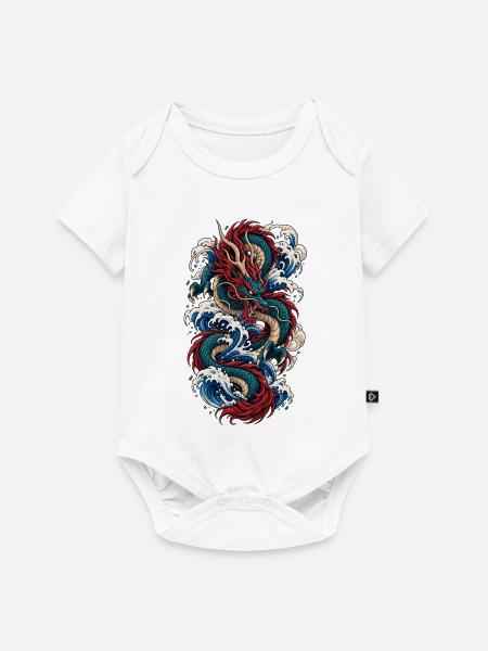Scharlachroter Wellendrache - Baby Premium Kurzarmbody - Weiß