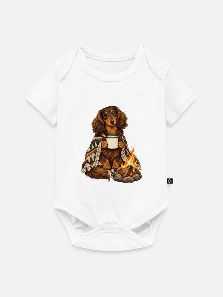 Dackel am Lagerfeuer - Baby Premium Kurzarmbody - Weiß