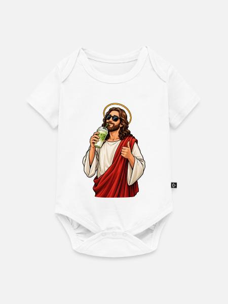 Jesus mit Matcha Latte - Baby Premium Kurzarmbody - Weiß