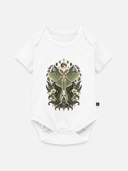 Mondblüte und Nachtfantasie-Motte - Baby Premium Kurzarmbody - Weiß
