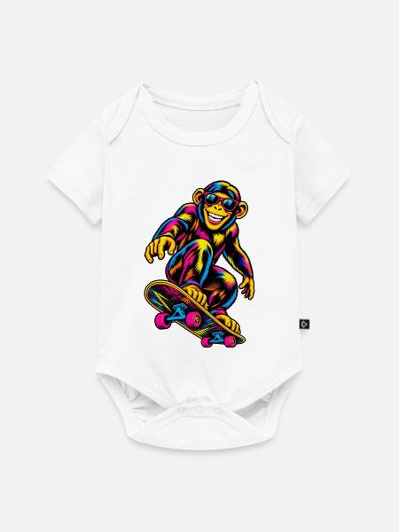 Schlittschuh-Schimpanse - Baby Premium Kurzarmbody - Weiß