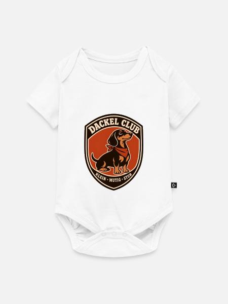 Dackel Club Patch: Klein Mutig Stur - Baby Premium Kurzarmbody - Weiß