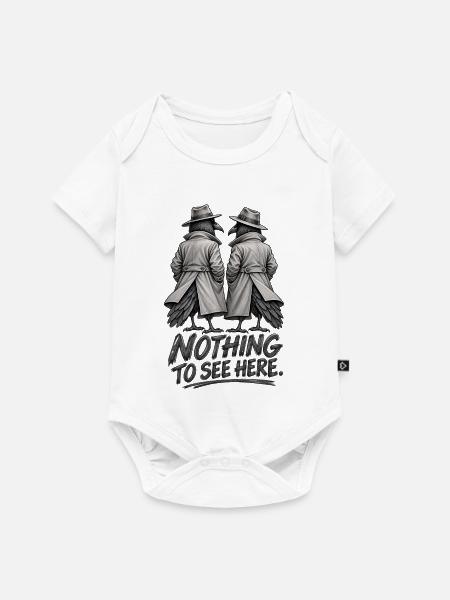 Hier gibt es nichts zu sehen – geheimnisvoller Krähenhumor - Baby Premium Kurzarmbody - Weiß