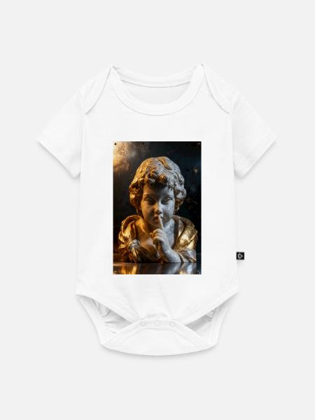 Flüsternder Cherub im goldenen Schein - Baby Premium Kurzarmbody - Weiß