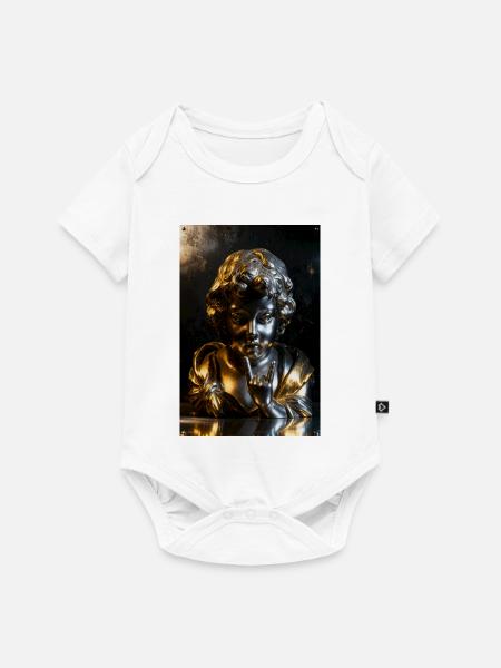 Goldene Cherub-Büste mit Felsgeste - Baby Premium Kurzarmbody - Weiß