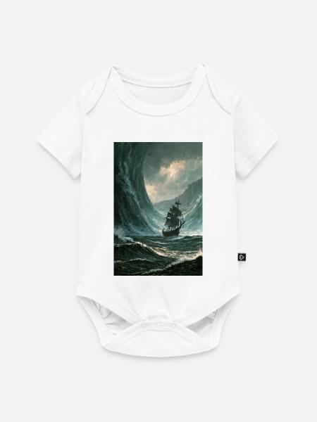 Galleone in der Sturmwelle - Baby Premium Kurzarmbody - Weiß