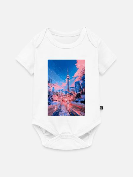 Neon-Schnee-Stadtlandschaft - Baby Premium Kurzarmbody - Weiß