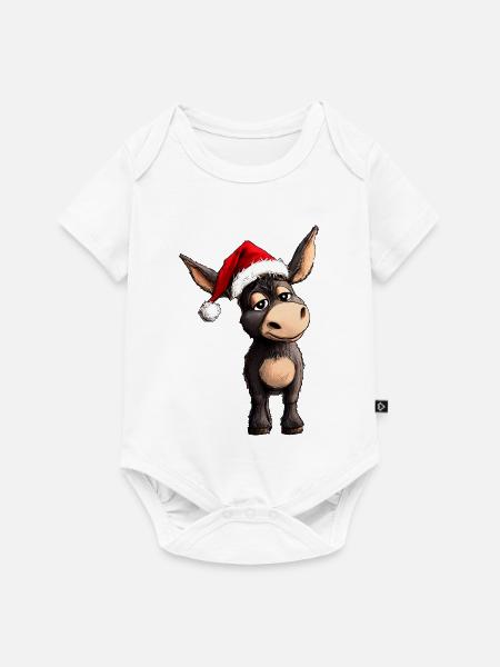 Esel Weihnachten - Baby Premium Kurzarmbody - Weiß