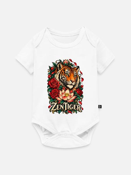 ZenTiger Florale Kraft - Baby Premium Kurzarmbody - Weiß