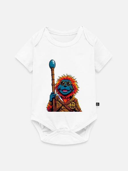 Steampunk-Affenheld mit Lichtstab - Baby Premium Kurzarmbody - Weiß