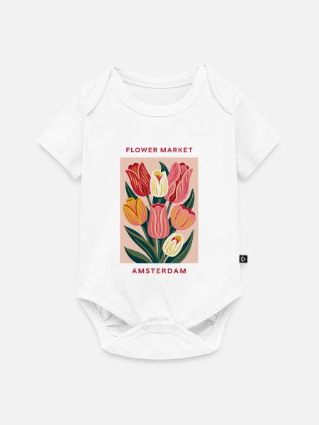 Amsterdam - Flower market - Baby Premium Kurzarmbody - Weiß