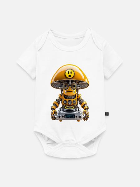 Glossy_Mushroom_Robot_DJ - Baby Premium Kurzarmbody - Weiß