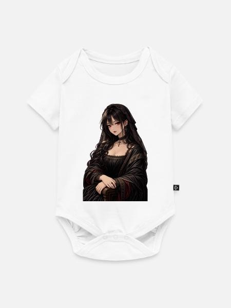 Gothic Mona Lisa mit Kreuz - Baby Premium Kurzarmbody - Weiß