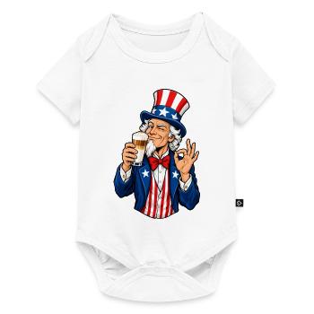Amerikanischer Patriot mit Latte Macchiato - Baby Premium Kurzarmbody - Weiß - Vorne