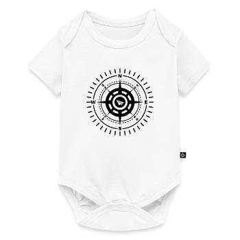 Himmelsrichtung mit einem Papierflieger - Baby Premium Kurzarmbody - Weiß - Vorne