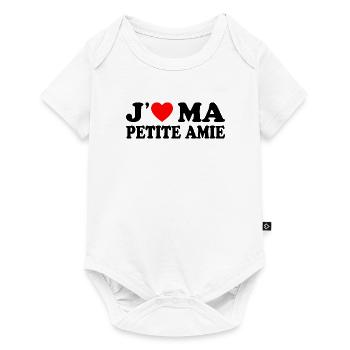 J'aime Ma Petite Amie Cadeau Amour Pour Amoureux - Body à manches courtes Premium Bébé - blanc - Devant