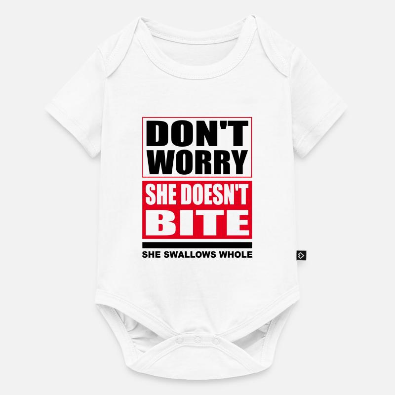 Don't worry she doesn't bite dogs funny sayings - Baby Premium short-sleeve bodysuit - white