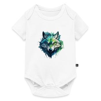Graffiti de loup bleu - Body à manches courtes Premium Bébé - blanc - Devant