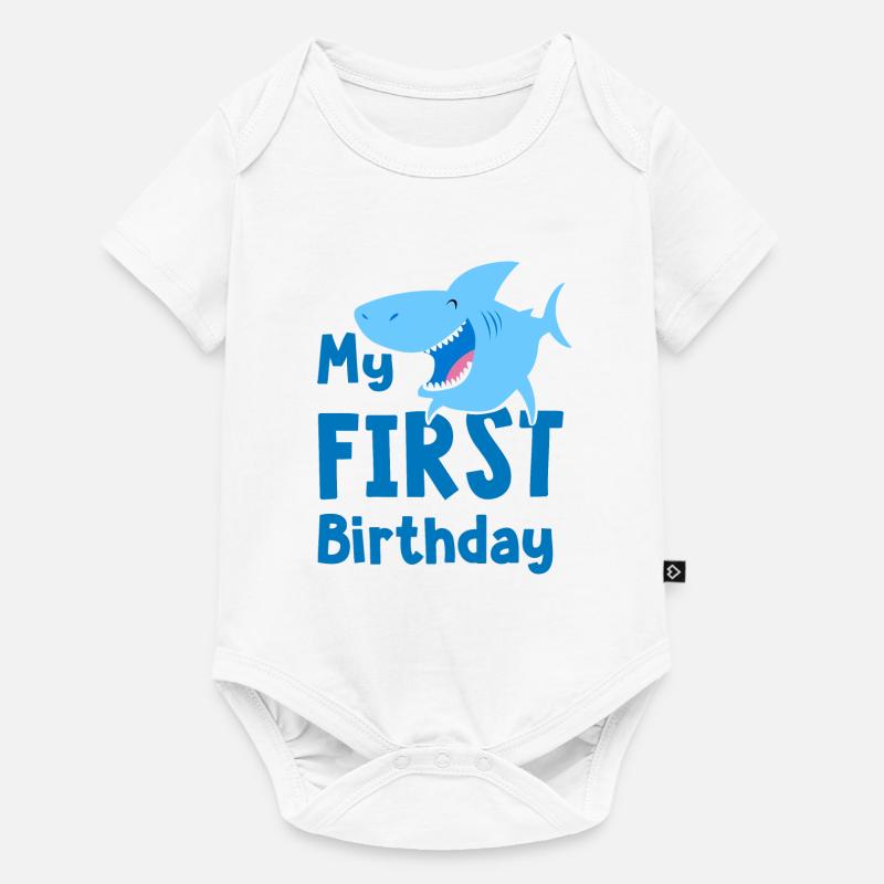 1er anniversaire garçon 1er requin - Body à manches courtes Premium Bébé - blanc