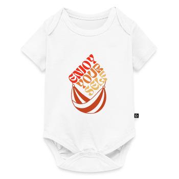 70ies Hippies Hängematte Enjoy Yourself - Baby Premium Kurzarmbody - Weiß - Vorne