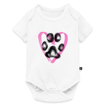Paw print with heart, pink - Baby Premium short-sleeve bodysuit - white - Front