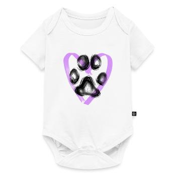 Paw print with heart, purple - Baby Premium short-sleeve bodysuit - white - Front