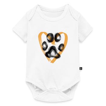 Paw print with heart, orange - Baby Premium short-sleeve bodysuit - white - Front