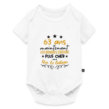 humour anniversaire 63 ans - Body à manches courtes Premium Bébé - blanc - Devant