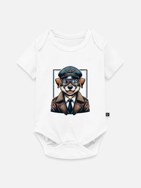 Cute Dog Pilot - Baby Premium Kurzarmbody - Weiß